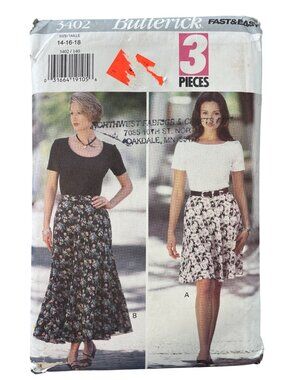 Vintage 90s Butterick 3402 Sewing Pattern Sizes 14-16-18 3 Piece Design UNCUT